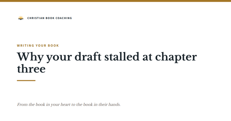 Why your draft stalled at chapter three — Christian Book Coaching with Dr. Dan Lancaster